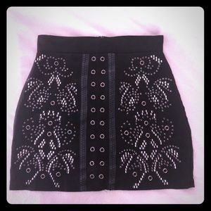LF Embellished Black Mini Skirt